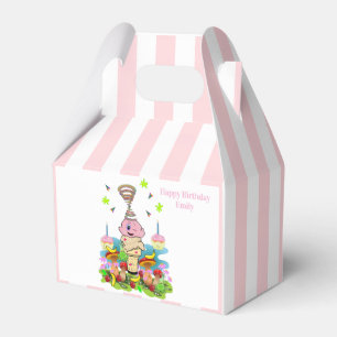 Cute Twin Happy Birthday Gable Favor Box Pink Blue