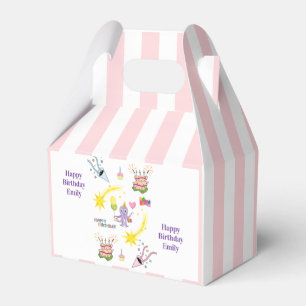 Cute Twin Happy Birthday Gable Favor Box Pink Blue
