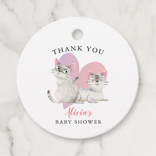 Cute Twin Kittens Baby Shower Favor Tags