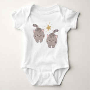 Cute twin kitties baby bodysuit