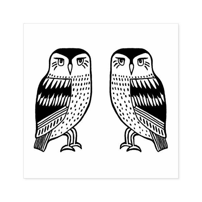 Cute TWIN Owls Birds Hand Drawn CUSTOMIZE IT Rubber Stamp (Imprint)