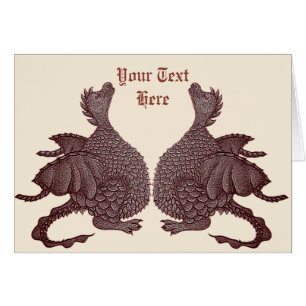 cute twin red dragon mythical fantasy creature cards