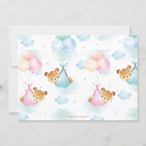 Cute Twin Teddy Bear Girl Boy Baby Shower by Mail Invitation | Zazzle