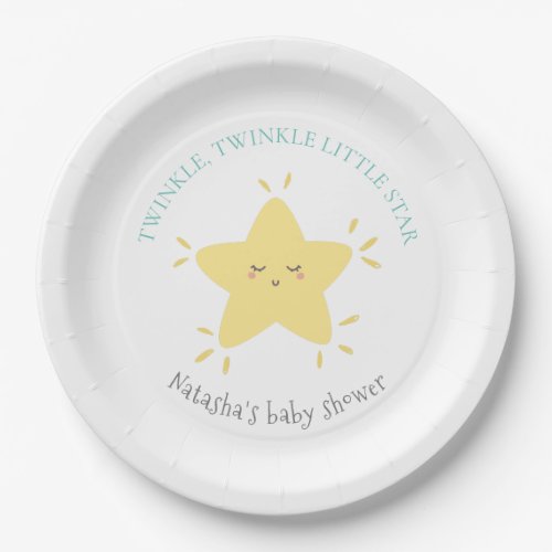 Cute Twinkle Little Star Nursery Rhyme Baby Shower Paper Plates