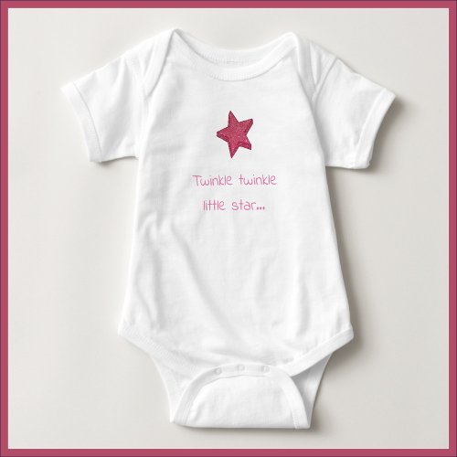 Cute Twinkle Little Star Pink White or Black Baby Bodysuit