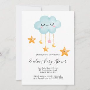 Cute Twinkle Twinkle Cloud Stars Baby Shower Invitation