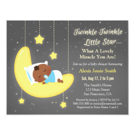Cute Twinkle Twinkle Little Star Baby Brown Shower Card