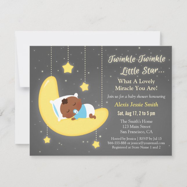 Cute Twinkle Twinkle Little Star Baby Brown Shower Invitation (Front)