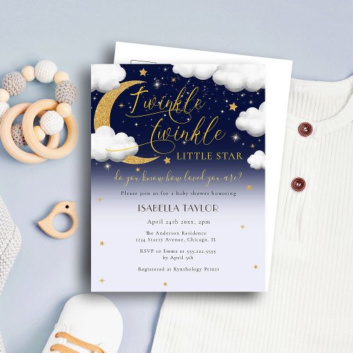 Cute Twinkle Twinkle Little Star Baby Shower Invitation Postcard