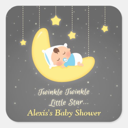 Cute Twinkle Twinkle Little Star Baby Shower Square Sticker