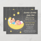 Cute Twinkle Twinkle Little Star Twins Baby Shower Invitation (Front/Back)