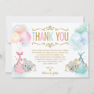 Set of 10 Twin Baseball Thank You Cards Baby Shower Stationery Baseball Jersey Baby Thank Yous.