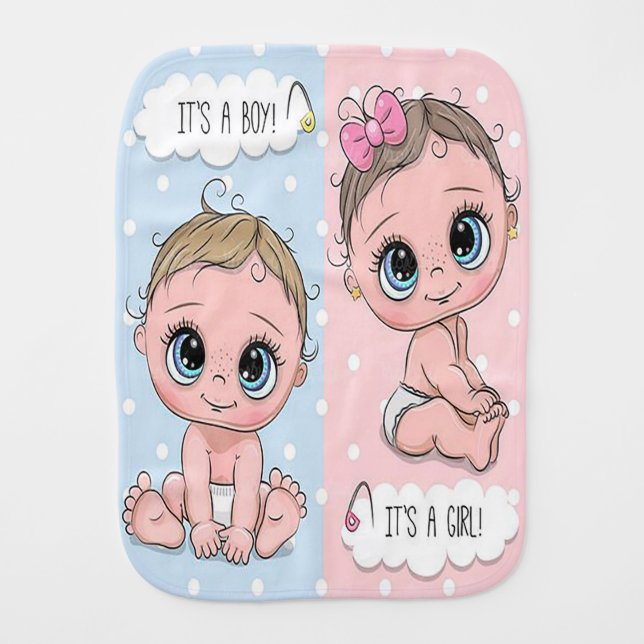 Cute twins baby burp cloth (Front)