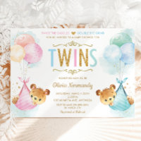 Cute Twins Baby Girl Boy Teddy Bears Baby Shower