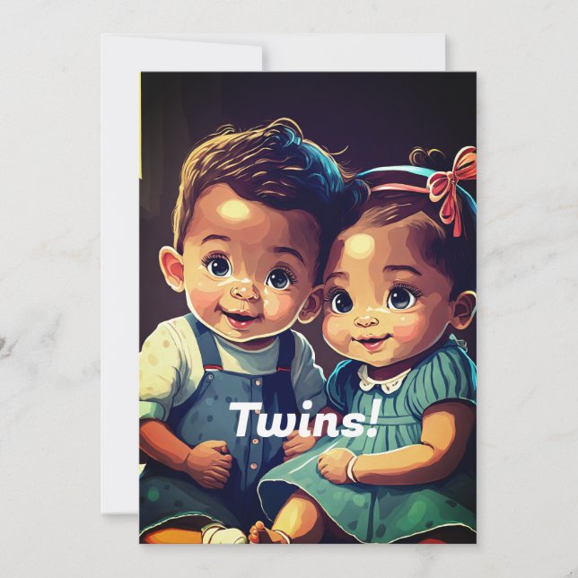 Cute Twins Baby Shower Invitation (Front)