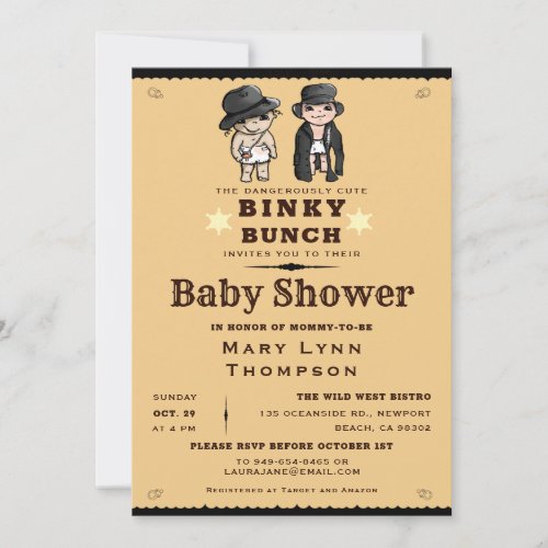 Cute Twins Binky Bunch Western Baby Shower Invitation