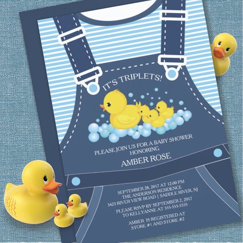 Cute TWINS Ducks Baby Shower Invitation