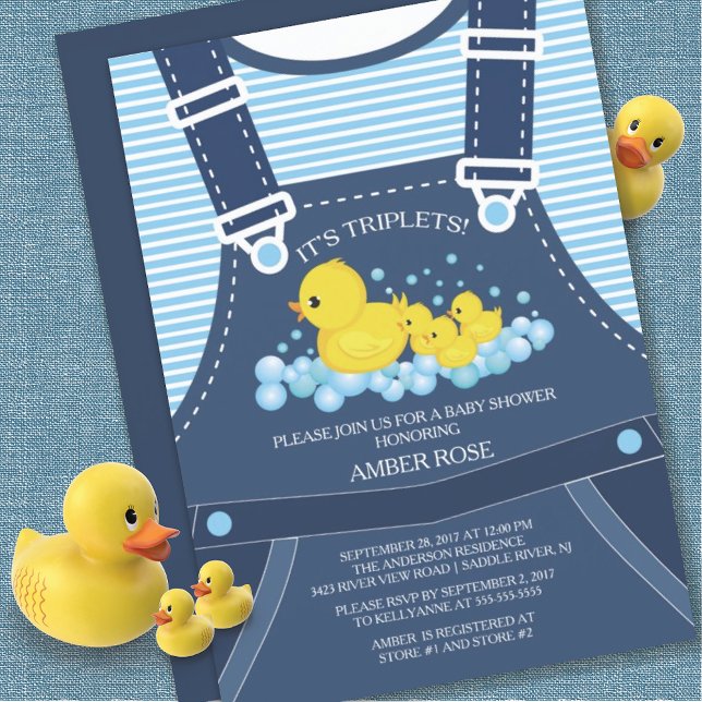 Cute TWINS Ducks Baby Shower Invitation (Creator Uploaded)