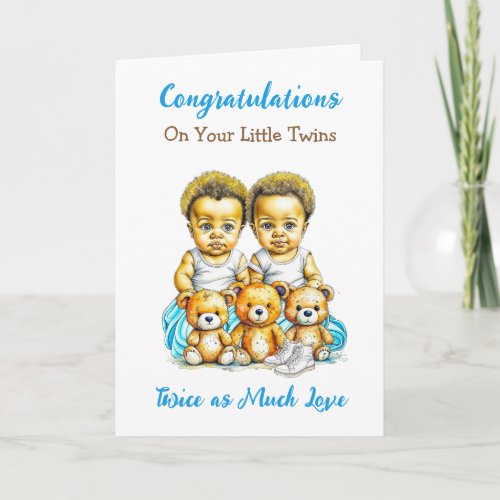 Cute Twins of Color Congratulations New Parents Card