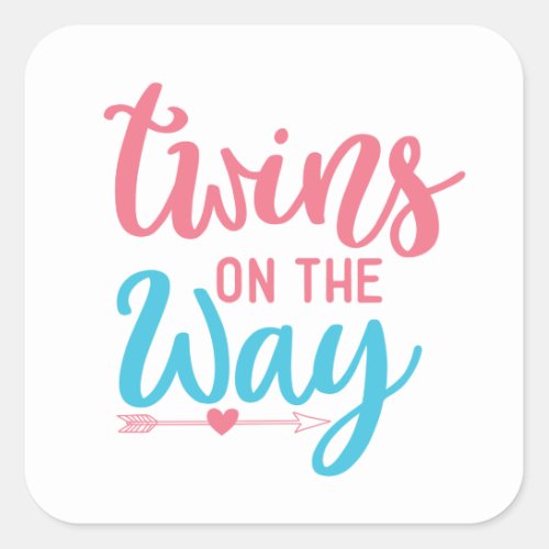 cute twins on the way Mother to be Square Sticker