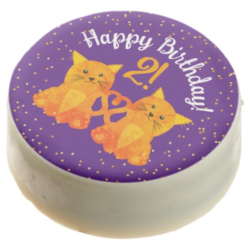 Cute Twins Orange Kittens On Purple Party  Chocolate Covered Oreo
