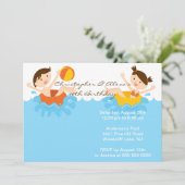 CUTE Twins Pool Party Birthday Invitation (Standing Front)