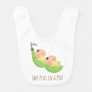 Cute Twins Two Peas in a pod Baby Pacifier Bib