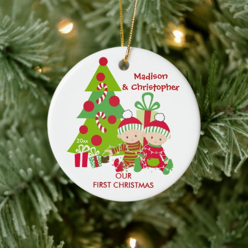 Cute Twins Very First Christmas Ornament