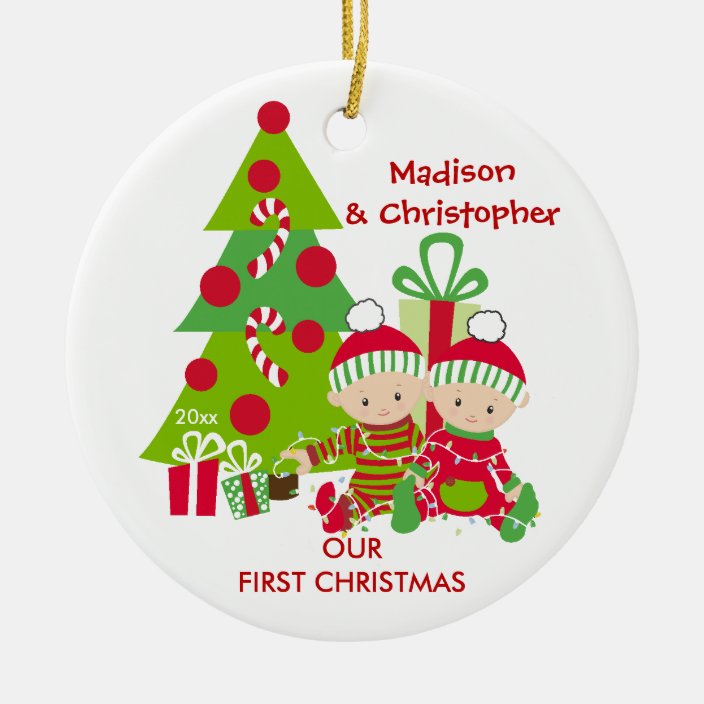 twins first christmas ornament