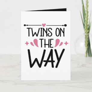 Cute twins word art add message inside  card