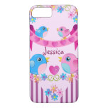 Cute Twitter birds, stripes, flowers &amp; Name iPhone 8/7 Case