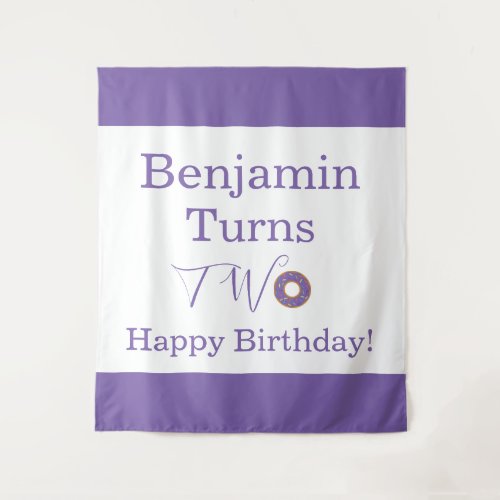  Cute Two 2nd Birthday Donut Purple White Party
