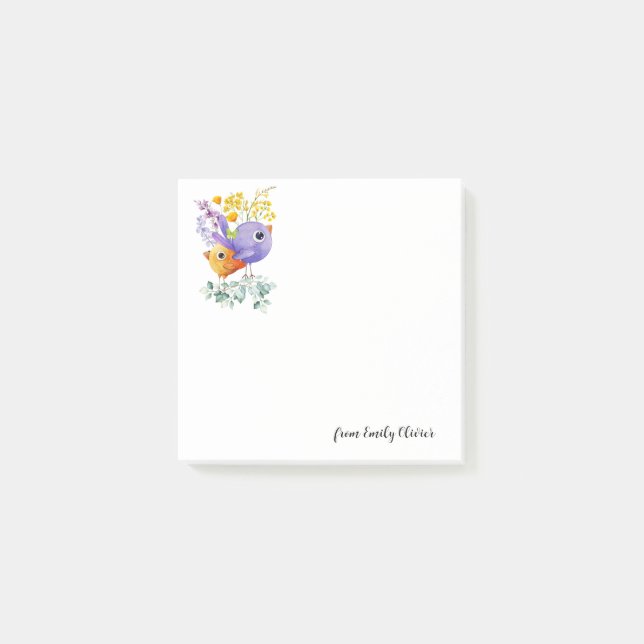 Cute two Birds - Custom Name Post-it Notes (Front)