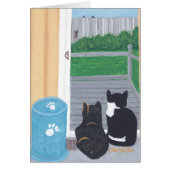 Cute Two Cats Bird Watching Birds Cards (Front)