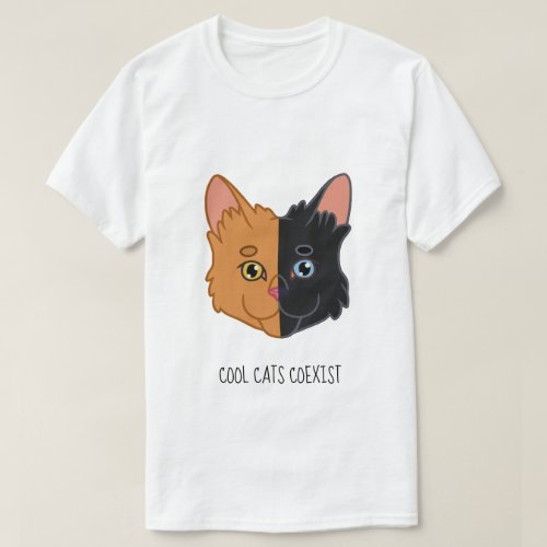 Cute Two Color Orange and Black Chimera Cat T_Shirt
