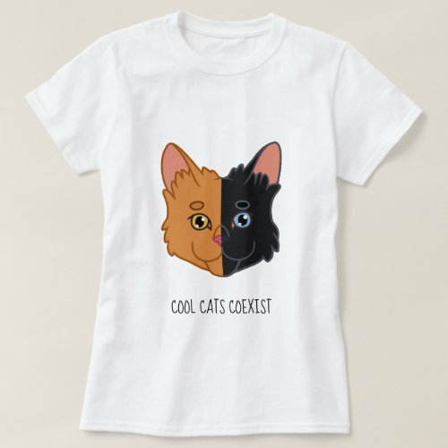 Cute Two Color Orange and Black Chimera Cat T_Shirt