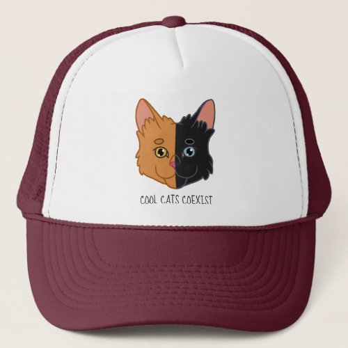 Cute Two Color Orange and Black Chimera Cat Trucker Hat
