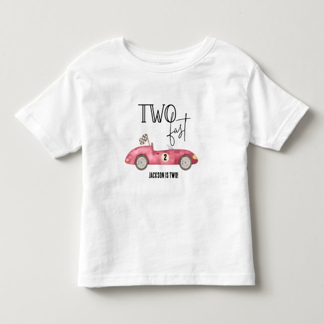 Cute TWO Fast  Red Race car 2nd birthday  Toddler T-shirt (Front)