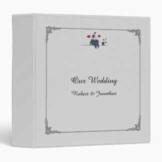 Cute Two Grooms Cartoon Gay Wedding Binder