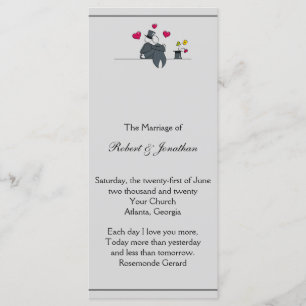 Cute Two Grooms Cartoon Gay Wedding Program