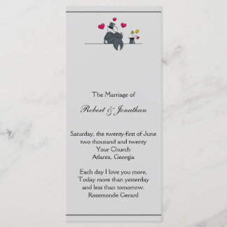 Cute Two Grooms Cartoon Gay Wedding Program