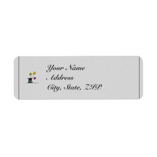 Cute Two Grooms Cartoon Gay Wedding Return Address Label