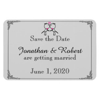 Cute Two Grooms Cartoon Gay Wedding Save the Date Magnet