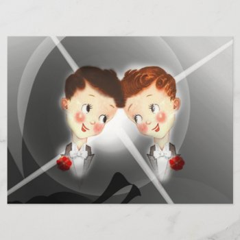 Cute Two Grooms Gay Wedding Invitation by VintageEnchantment at Zazzle