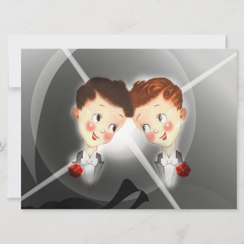 Cute Two Grooms Gay Wedding Invitation