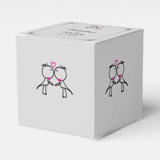 Cute Two Grooms Kissing Gay Wedding Favor Box (Front Side)