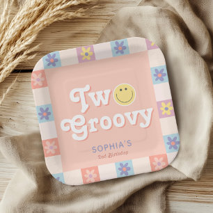 Cute Two Groovy Boho 2nd Birthday Paper Plates