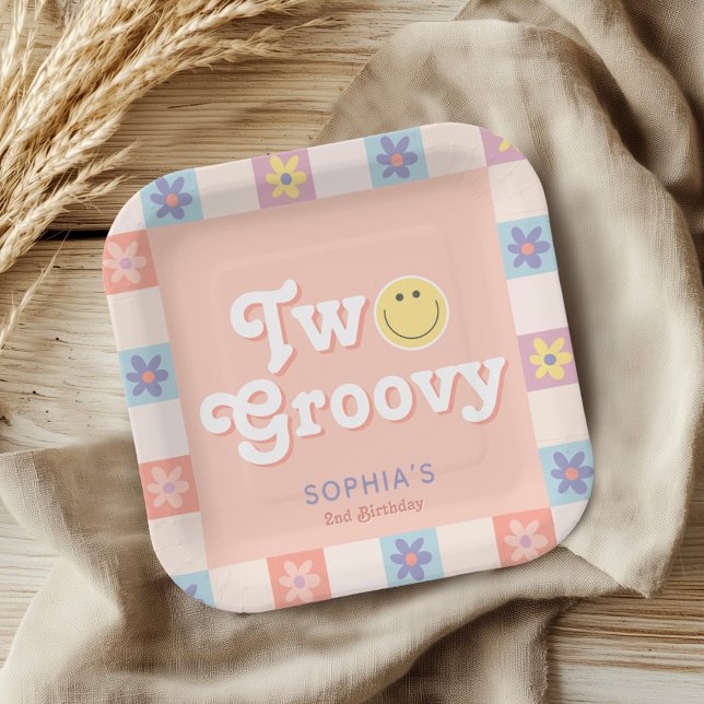 Cute Two Groovy Boho 2nd Birthday  Paper Plates (Creator Uploaded)