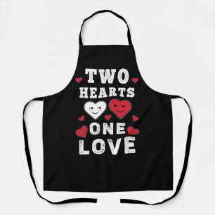 Cute Two Hearts One Love Birthday Valentine's Day Apron