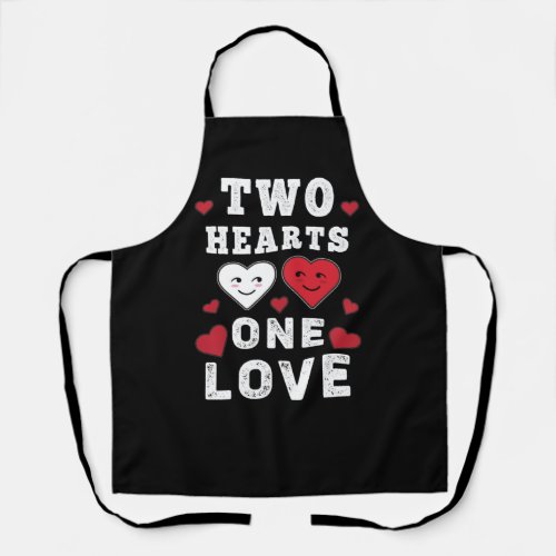 Cute Two Hearts One Love Birthday Valentines Day Apron